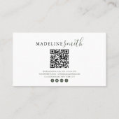 Moderne donkergroene script QR-code Visitekaartje (Achterkant)