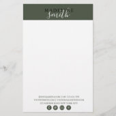 Moderne donkergroene scriptletter briefpapier (Voorkant)