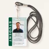 Moderne donkergroene student / leraar Foto-ID Badge (Voorkant met draagriem)