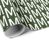 Moderne, donkergroene, witte aangepaste monogram i cadeaupapier (Rol Hoek)