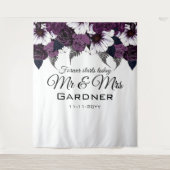 Moderne donkerpruime en witte bloemige trouwtapijt wandkleed (Voorkant)