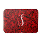 Moderne Donkerrode Rozen Custom Monogram Badmat (Voorkant)