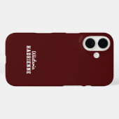 Moderne Donkerrode Sport Monogram Naam Case-Mate iPhone Case (Achterkant (horizontaal))