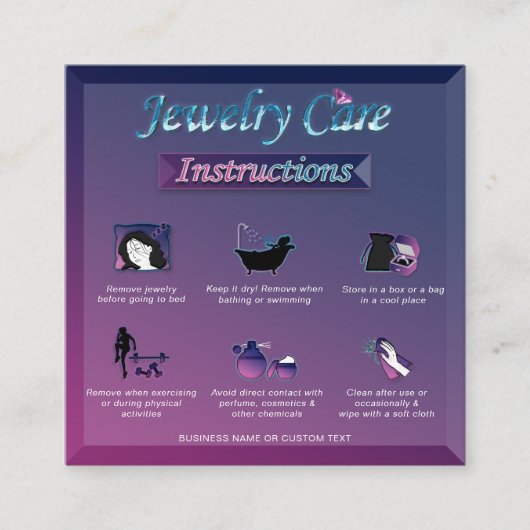 Moderne Donkerroze Blauwe Gradiënt Sieraden Verzor Informatiekaartje (Voorkant)