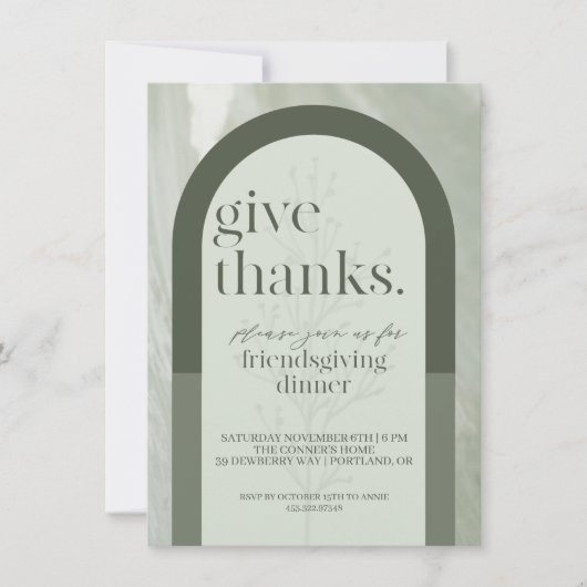 Moderne Donner Merci Friendsgiving Invitation Gree (Devant)