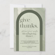 Moderne Donner Merci Friendsgiving Invitation Gree