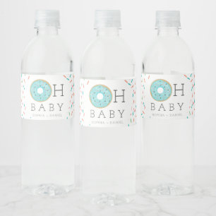 Moderne donut Baby shower waterflesetiketten Waterfles Etiket