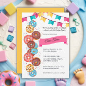 Moderne Donut Baby Sprinkles Baby Shower Uitnodigi Kaart