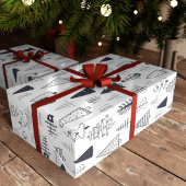 Moderne Doodle Christmas Wild Forest Pine Trees Cadeaupapier