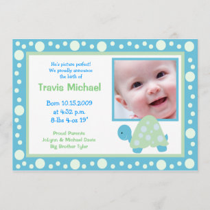 MODERNE DOT TURTLE Baby Photo faire-part de naissa