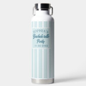 Moderne Douane Bachelorette partij Naam Datum Blau Waterfles (Voorkant)
