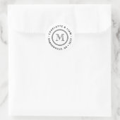 Moderne Douanenaam Datum Monogram Bruiloft Ronde Sticker (Tas)