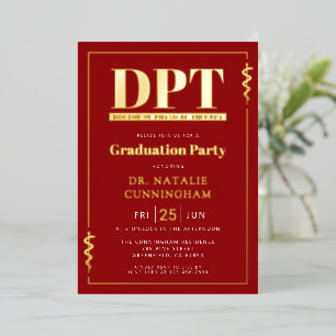 Moderne DPT Doctor of Physical Therapy Afstuderen Folie Uitnodiging