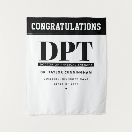 Moderne DPT Doctor of Physical Therapy Afstuderen Wandkleed (Voorkant)