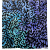 Moderne draai, blauwgroen en blauw canvas douchegordijn (Voorkant)