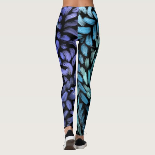 Moderne draai, blauwgroen en blauw canvas leggings (Achterkant)