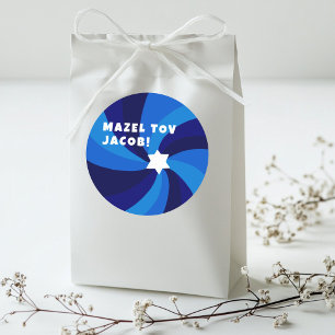 Moderne Draaiende Ster van David MAZEL TOV AANGEPA Ronde Sticker