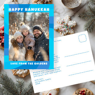 Moderne Draaiing Blauwe GELUKKIGE HANUKKA Aangepas Feestdagenkaart