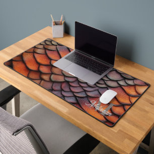 Moderne Draaksschub Monogram Naam Bureaumat