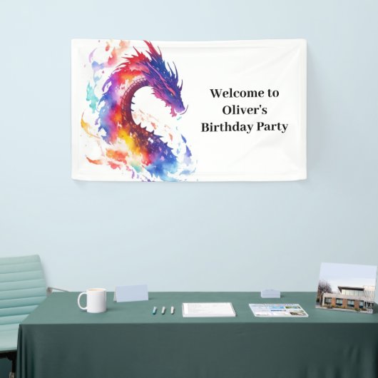 Moderne Dragon Verjaardagsbanner Spandoek (Beurs)