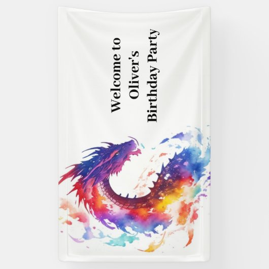Moderne Dragon Verjaardagsbanner Spandoek (Verticaal)