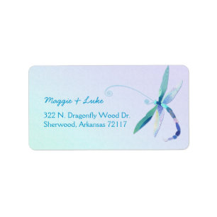 Moderne Dragonfly Bruiloft Retouradres Labels