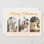Moderne drie Arch Curve-foto met Kerstmis Terracot Feestdagenkaart (Voorkant)