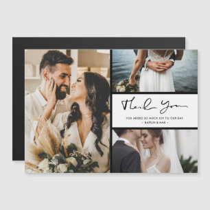 Moderne drie foto-bruiloft Dank je