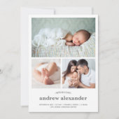 Moderne Drie Foto Collage Geboorte Aankondiging (Voorkant)