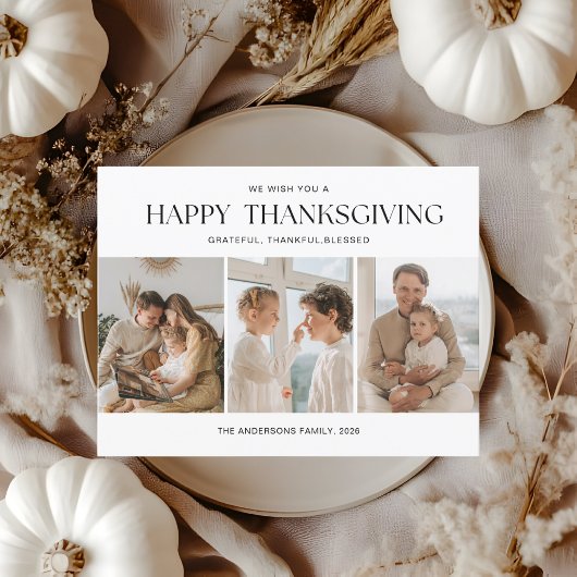 Moderne drie foto collage Thanksgiving Briefkaart