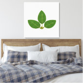 Moderne drie groene baai bladeren canvas afdruk (Insitu (Slaapkamer))