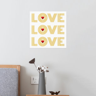 Moderne drie woorden "LOVE" woord en rode harten Folie Afdrukken