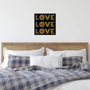 Moderne drie woorden: "LOVE" woord en rood hart zw Folie Afdrukken