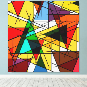 Moderne Driehoek Kleurrijke Geometrisch Canvas Afdruk