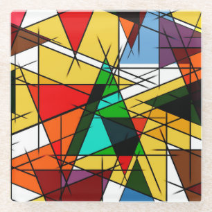 Moderne Driehoek Kleurrijke Geometrisch Glazen Onderzetter