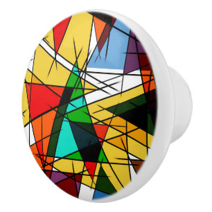 Moderne Driehoek Kleurrijke Geometrisch  Keramische Knop