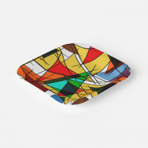 Moderne Driehoek Kleurrijke Geometrisch Papieren Bordje