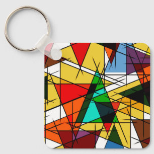 Moderne Driehoek Kleurrijke Geometrisch Sleutelhanger