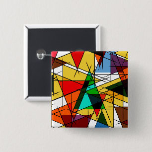 Moderne Driehoek Kleurrijke Geometrisch  Vierkante Button 5,1 Cm