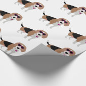 Moderne driekleurenbeagelhond cadeaupapier (Hoek)