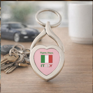 Moderne driekleurige Italiaanse vlag met gepersona Sleutelhanger