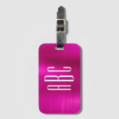 Moderne drieletterige gemonogrammeerde hete roze F Bagagelabel (Voorkant (verticaal))