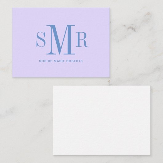 Moderne drieletterige monogram initialen notitiekaartje (Voorkant / Achterkant)