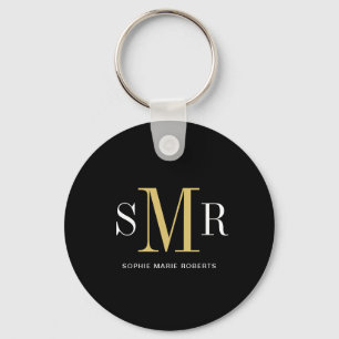 Moderne drieletterige monogram initialen sleutelhanger