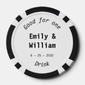 Moderne Drink Token Namen Datum Huwelijk (Achterkant)