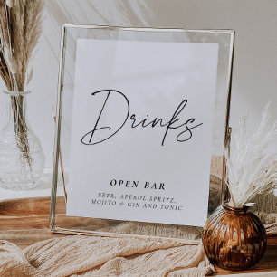 Moderne Drinken Open Bar Sign Vrijgezellenfeest Poster