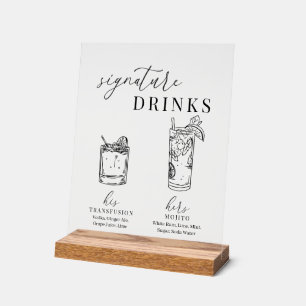 Moderne Drinken voor zwarte en witte handtekeninge Acryl Bord