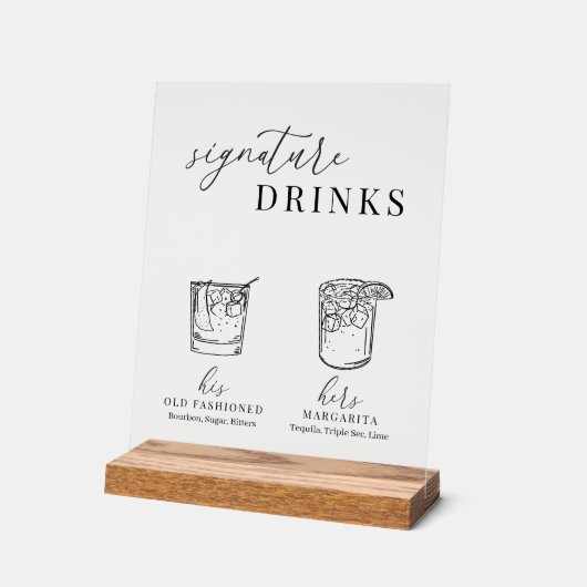 Moderne Drinken voor zwarte en witte handtekeninge Acryl Bord (Hoek)