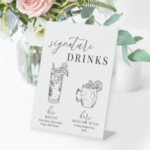 Moderne Drinken voor zwarte en witte handtekeninge Reclamebord Met Voetstuk