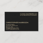 Moderne drone operator fotografie zwart goud visitekaartje (Achterkant)